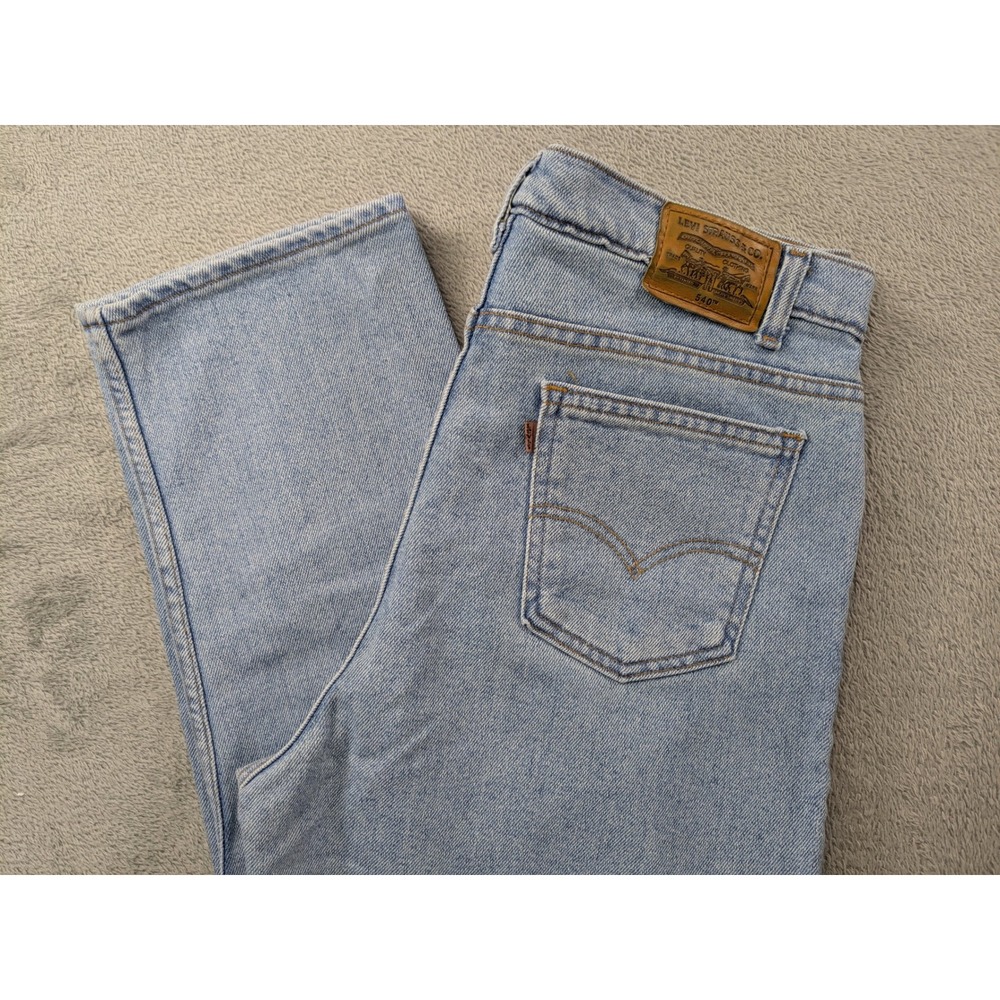 Vtg Levis 540 Relaxed Fit Jeans Mens 36x30 Light Wash Brown Tab Made in USA Flex